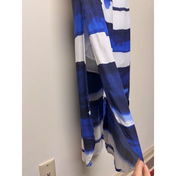 BELLA DAHL Wave Print V-Neck Short Sleeve Maxi Shirt Dress, Sz S - Picture 8 of 15